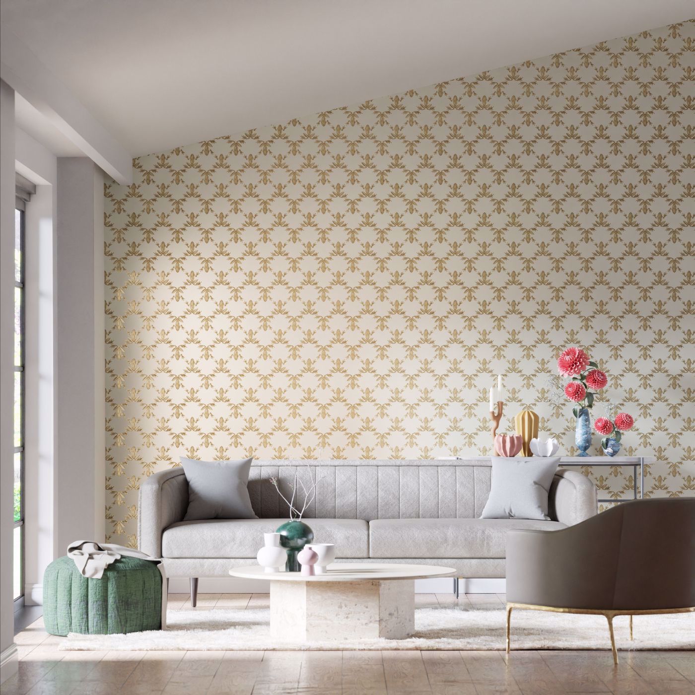 Wood Frog Gold/Parchment Wallpaper by HAR