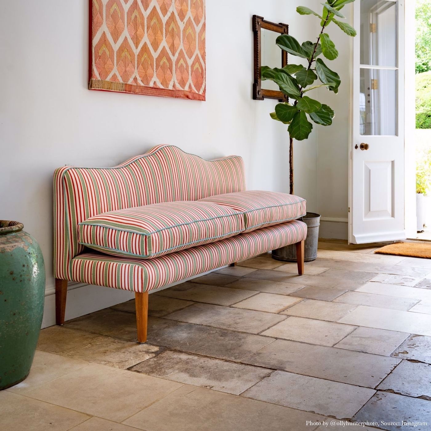 Barneby Stripe Berry/Leaf Fabric by SAN