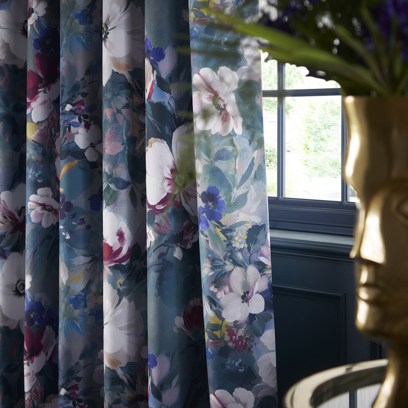 Bouquet Damson Curtains by STG