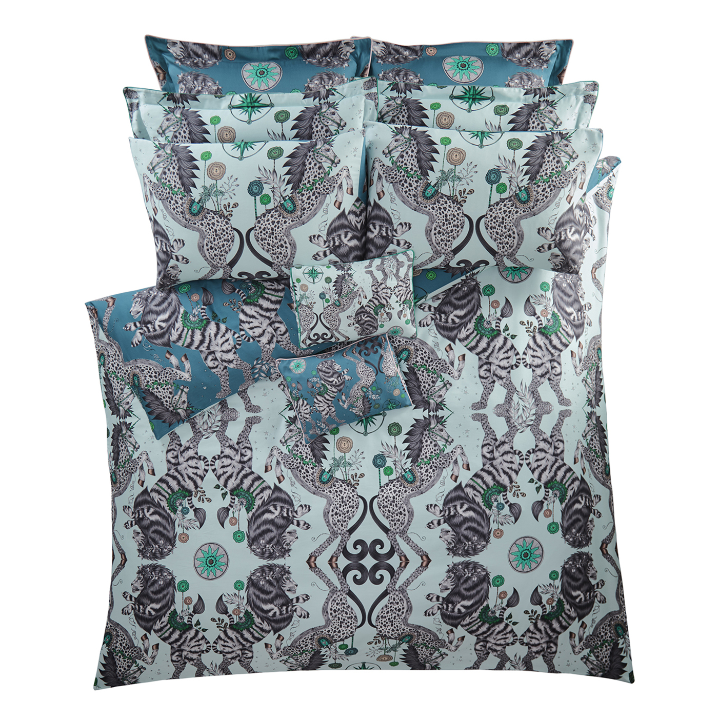 Caspian 50X75 Oxford Piped Pillowcase Aqua Bedding by CNC