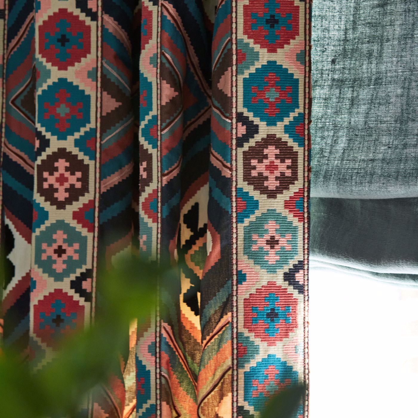 Dorothy's Kilim Barbed Berry/Indigo Fabric by MOR