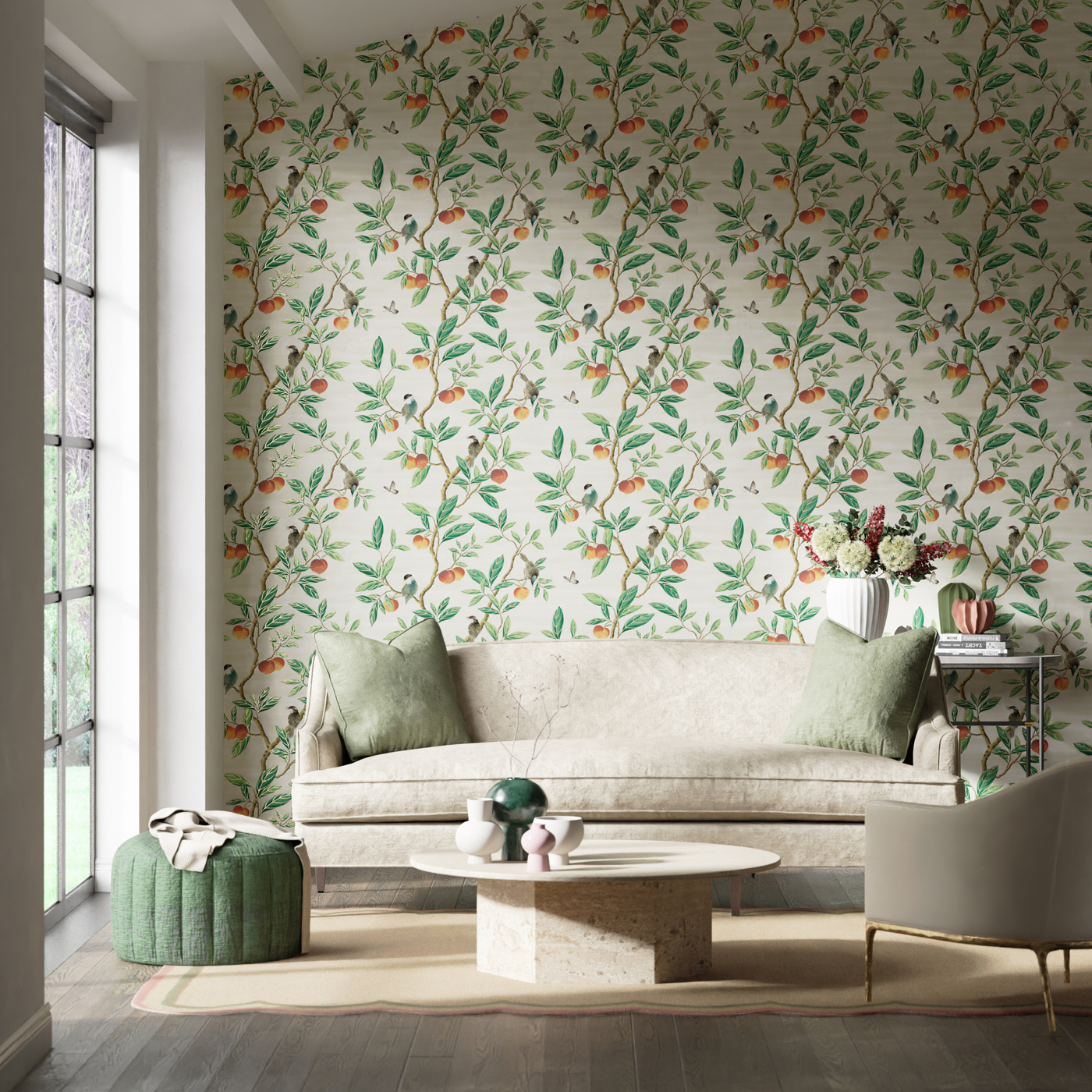 Ella Fig Blossom/Fig Leaf/ Nectarine Wallpaper by HAR