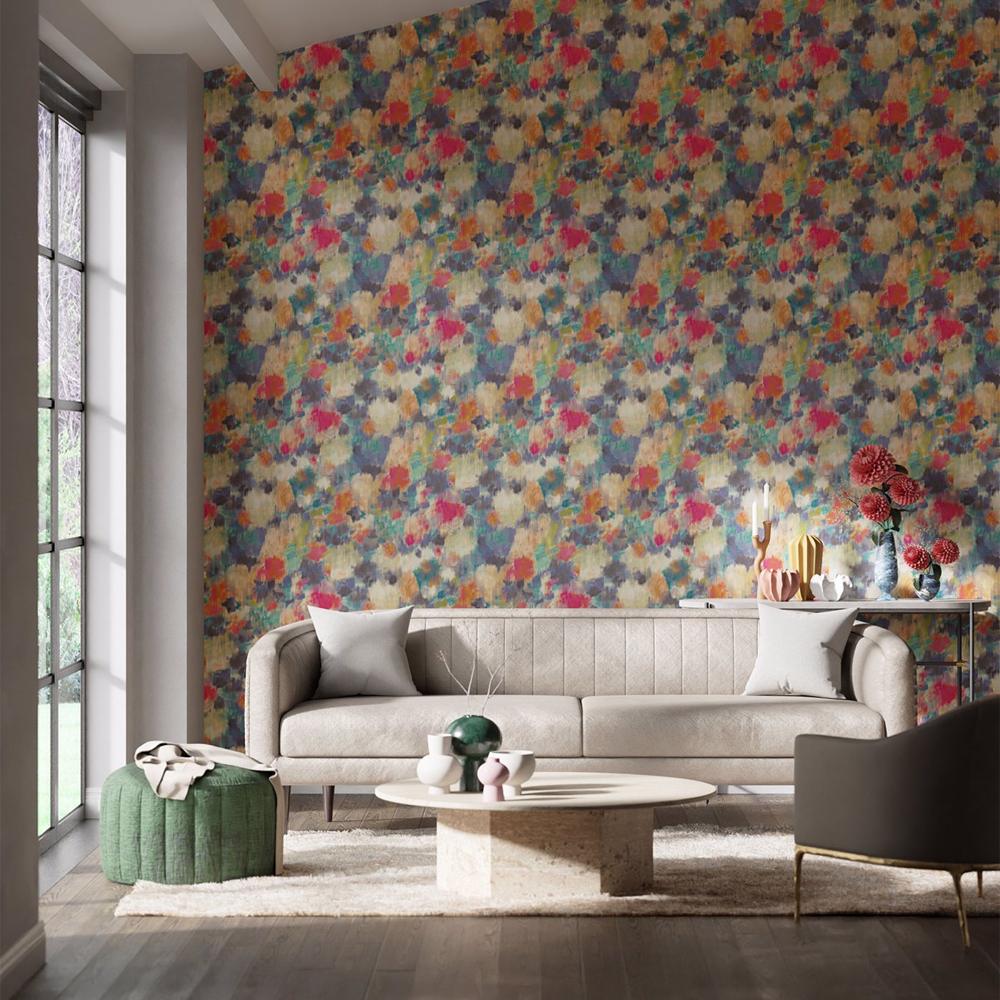 Exuberance Coral/Turquoise Wallpaper by HAR