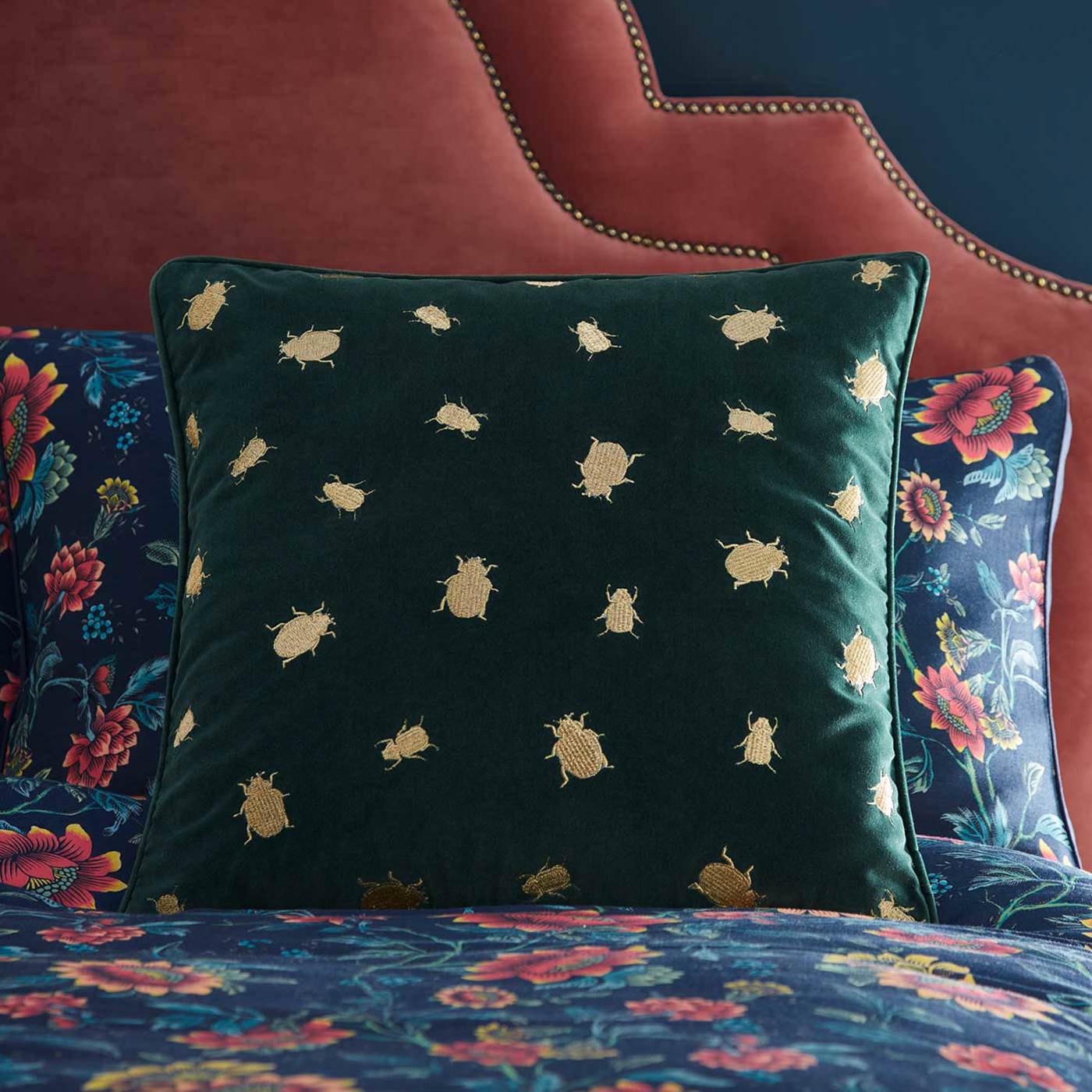 Firefly Cushion Emerald Bedding by CNC