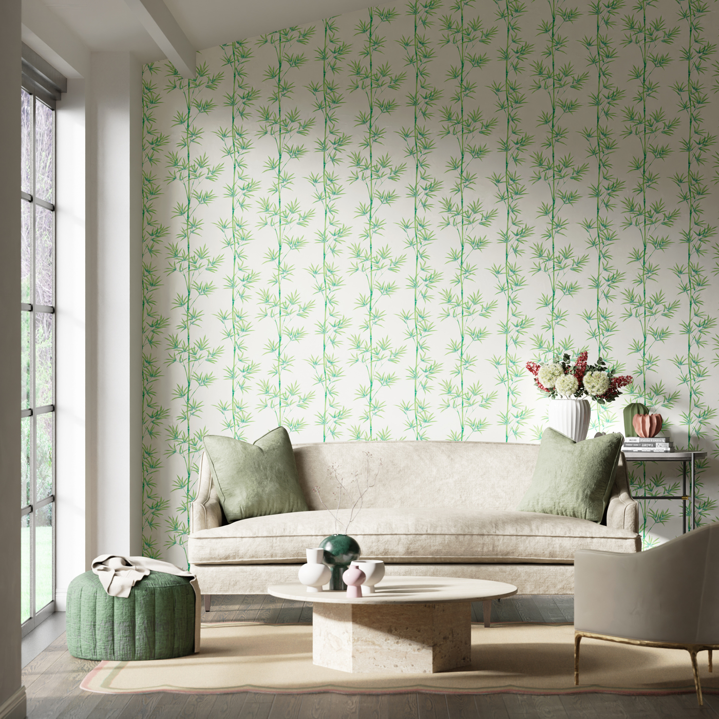 Isabella Porcelain/Bamboo Wallpaper by HAR