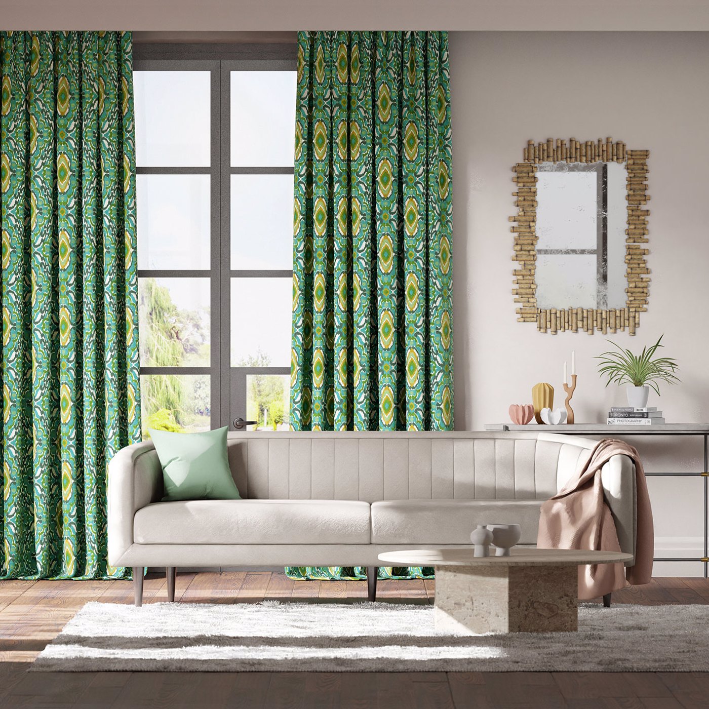 Ixora Emerald/Palm/Chartreuse Fabric by HAR