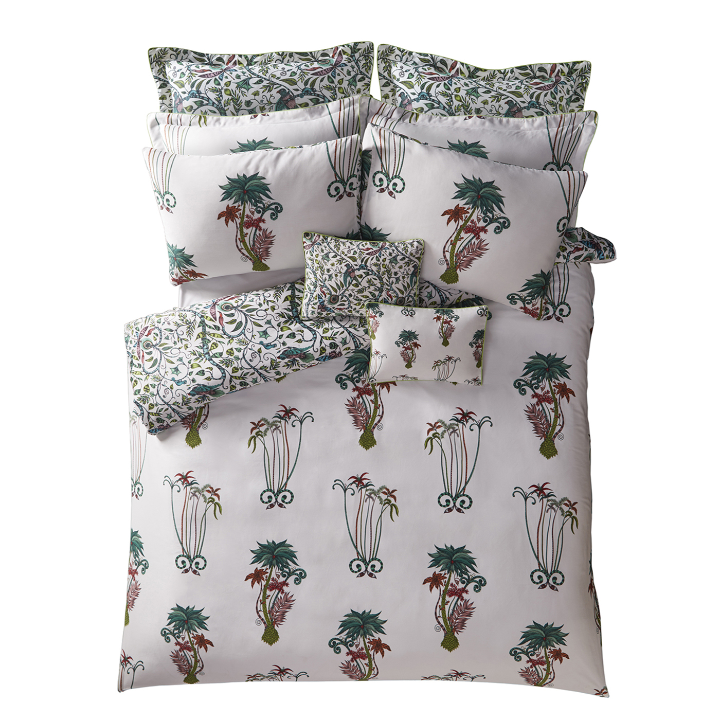 Jungle Palms Standard Pillowcase Pair White Bedding by CNC