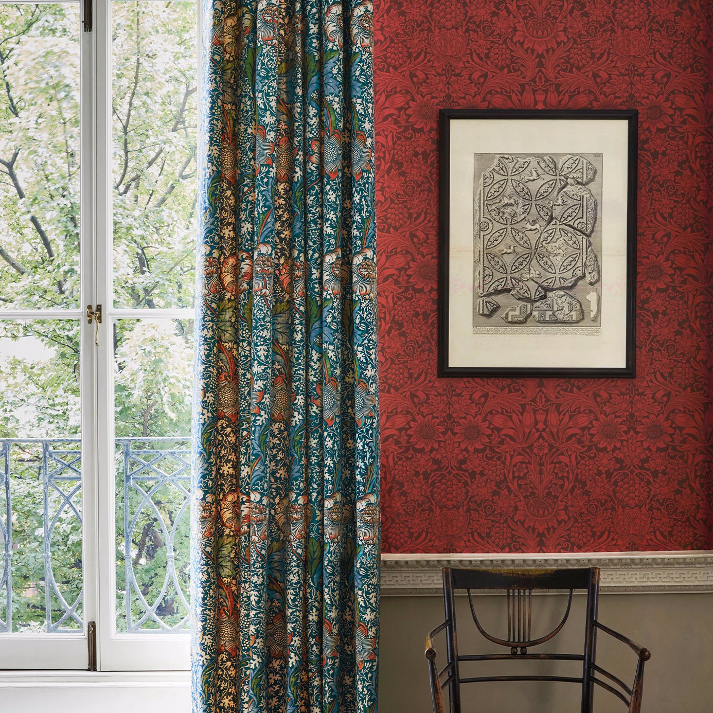 William Morris  St James Damask  Red Wallpaper  Spoonflower