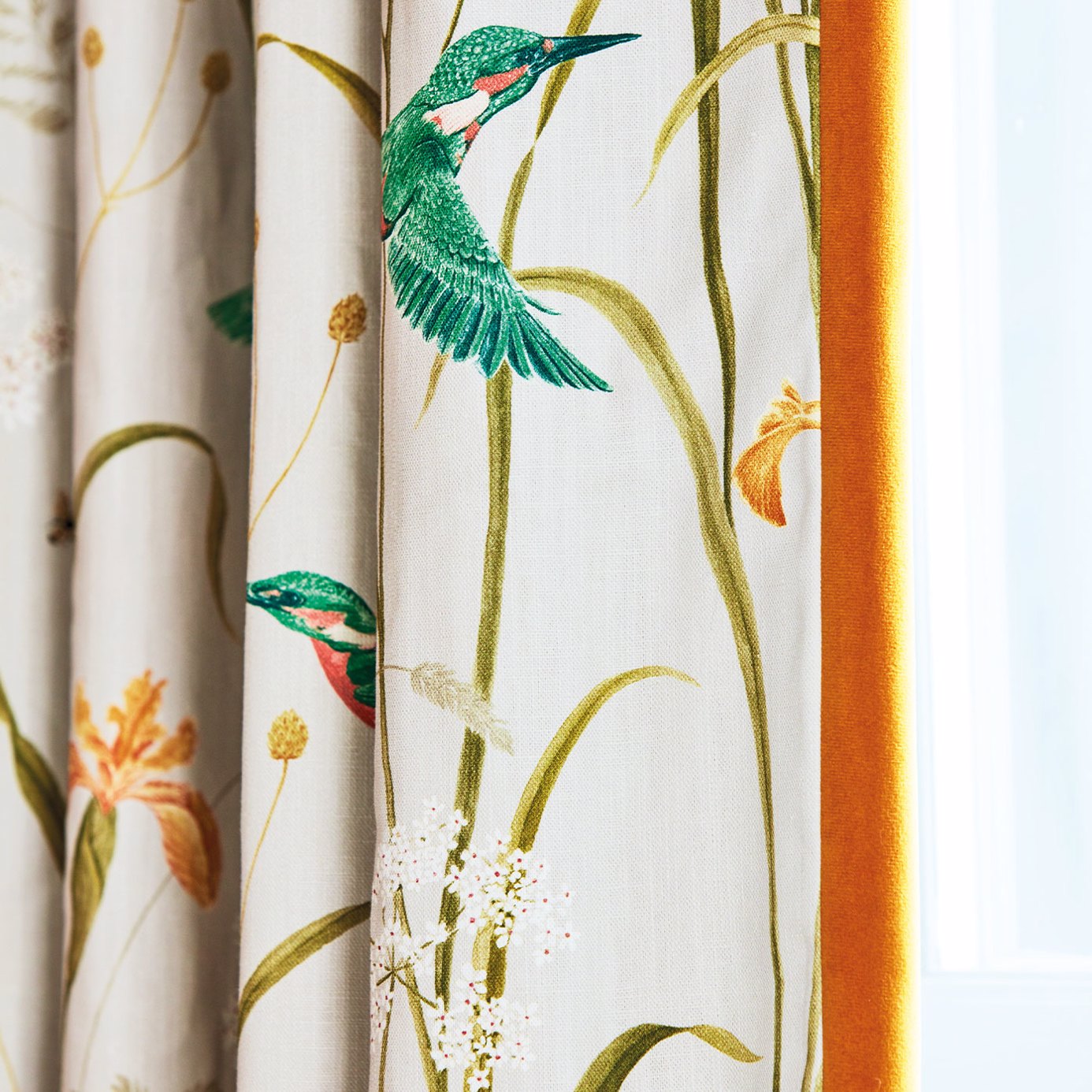 Kingfisher & Iris Teal/Amber Fabric by SAN
