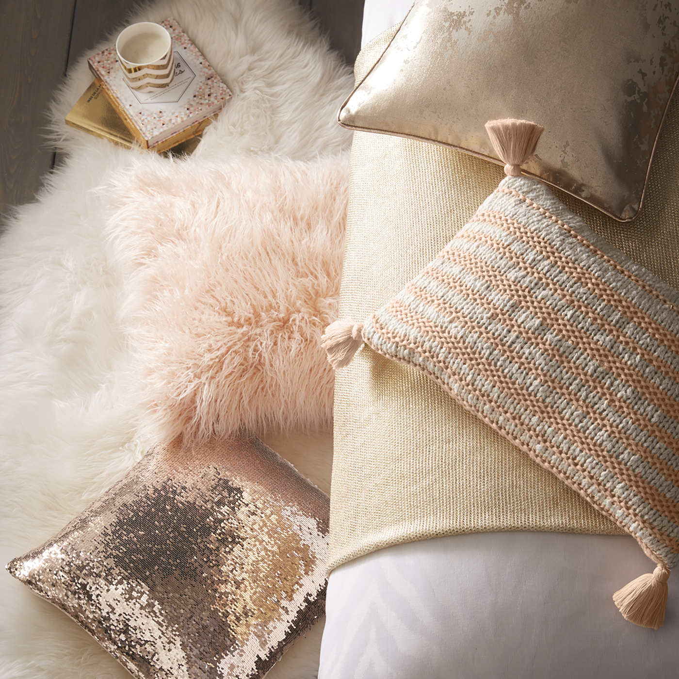 Knitted Stripe Cushion Blush Bedding by CNC