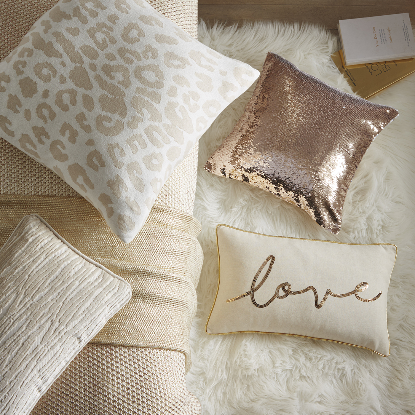 Love Boudoir Cushion Gold Bedding by TDA