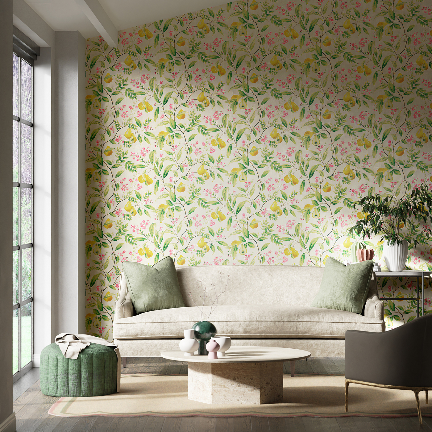 Marie Fig leaf/Honey/Blossom Wallpaper by HAR