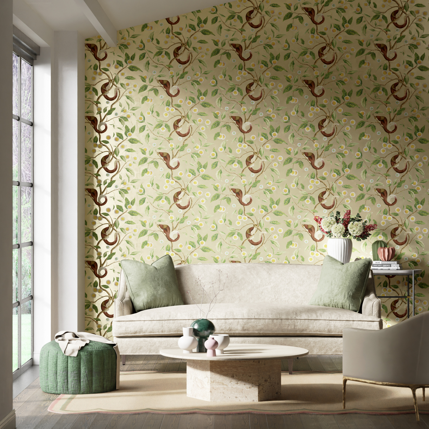 Nellie Wide Width Gilver/Meadow Wallpaper by HAR