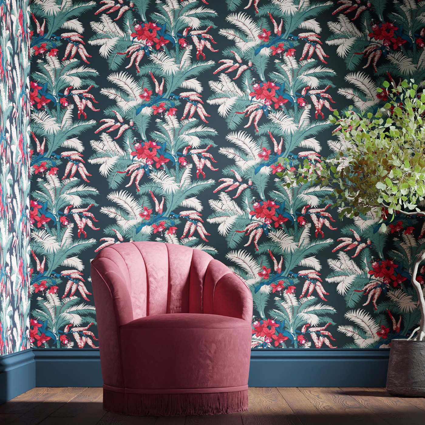 Palmetto Wallpaper Black Cherry Wallpaper | Archive by Sanderson Design