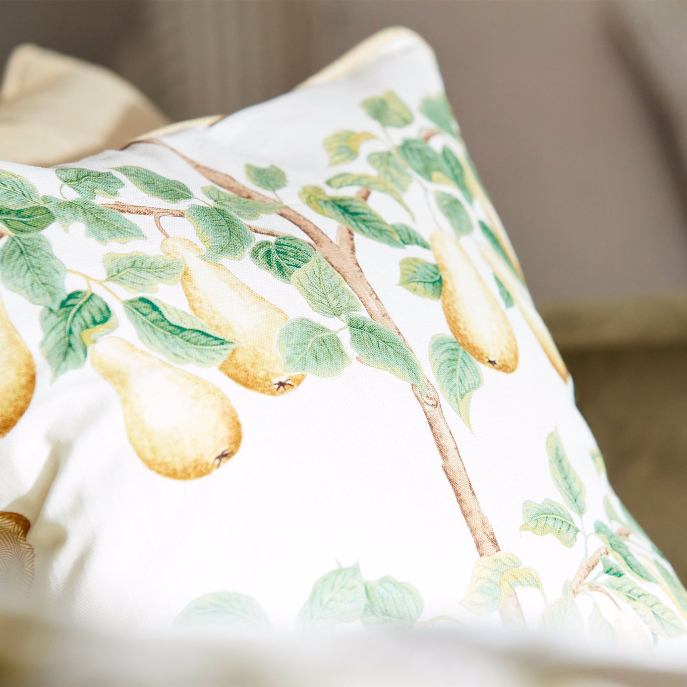 Perry Pears Ochre/Leaf Green Fabric by SAN