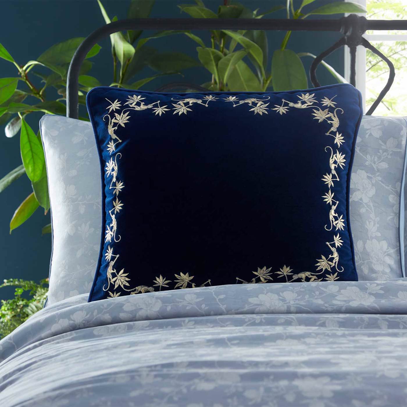 Sapphire Garden Cushion Midnight Bedding by CNC