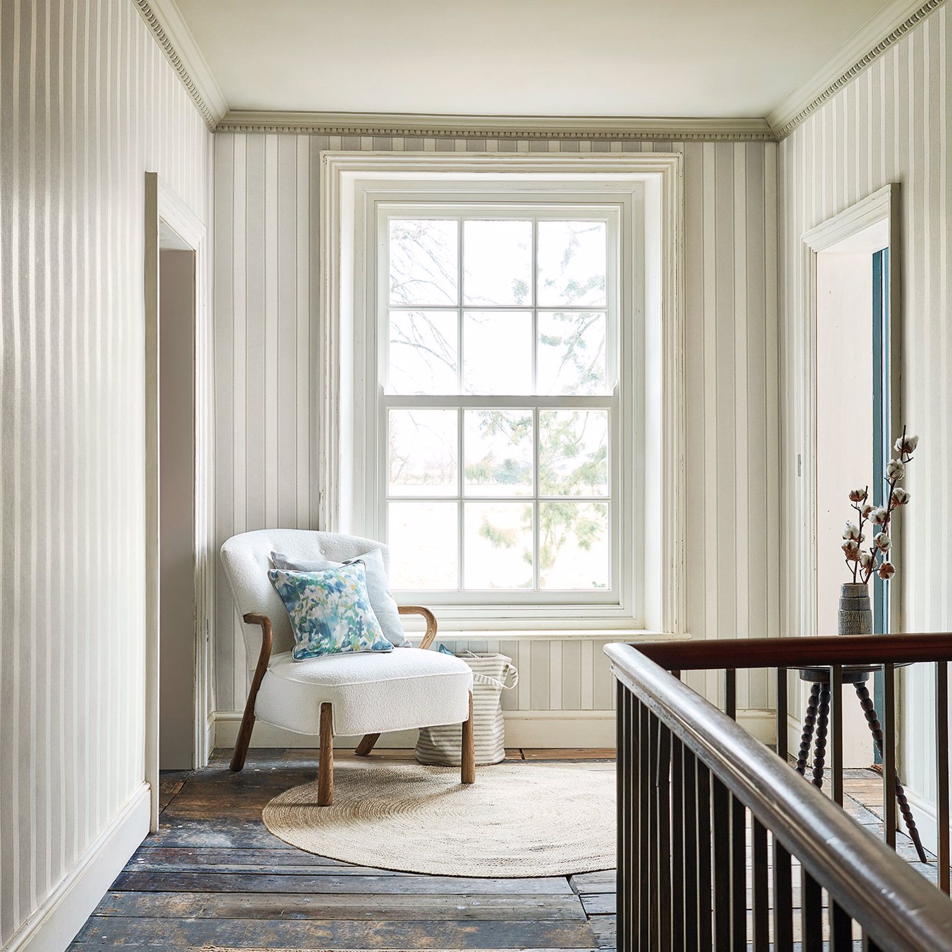 Sonning Stripe Country Linen Wallpaper by SAN