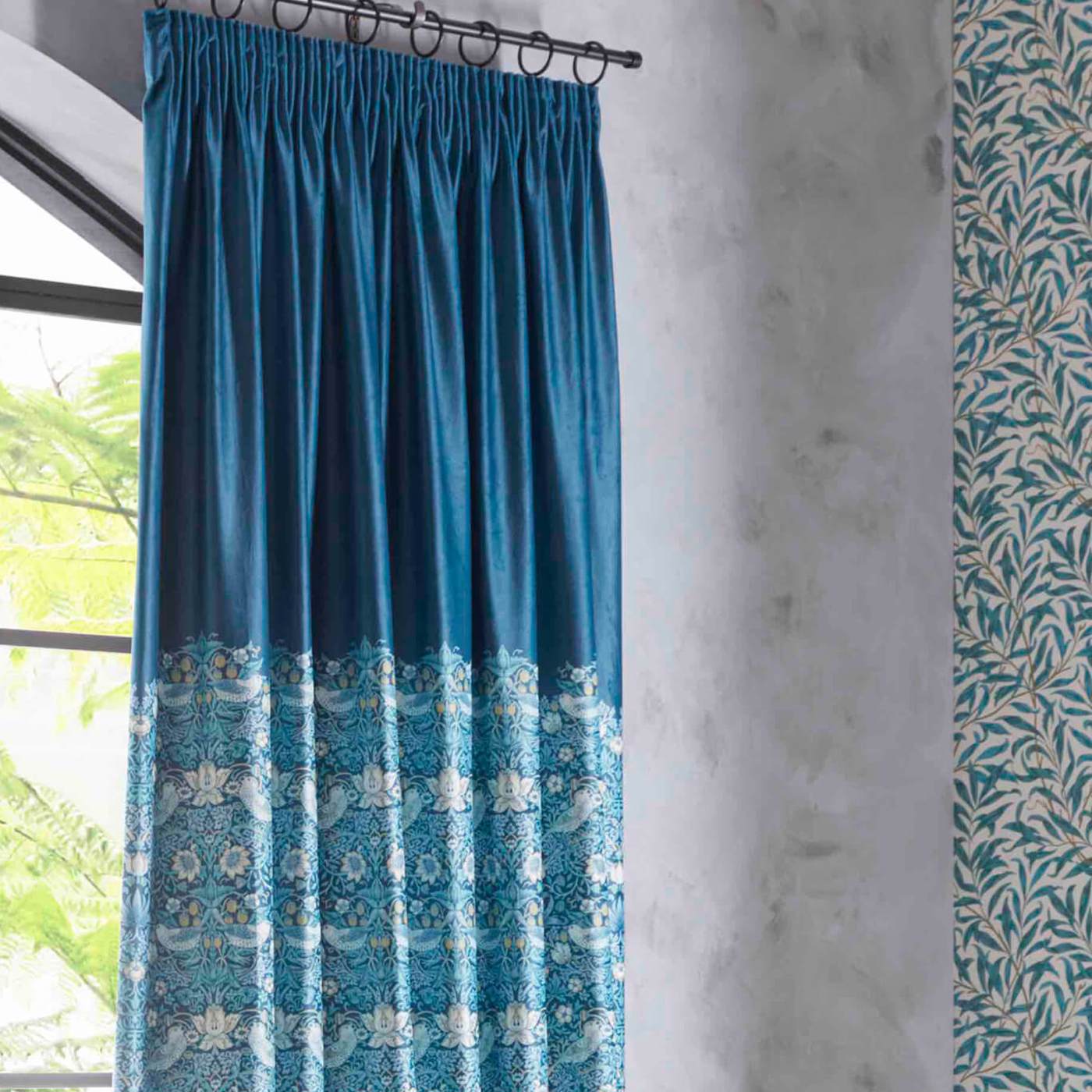 Strawberry Thief Teal Curtains by CNC