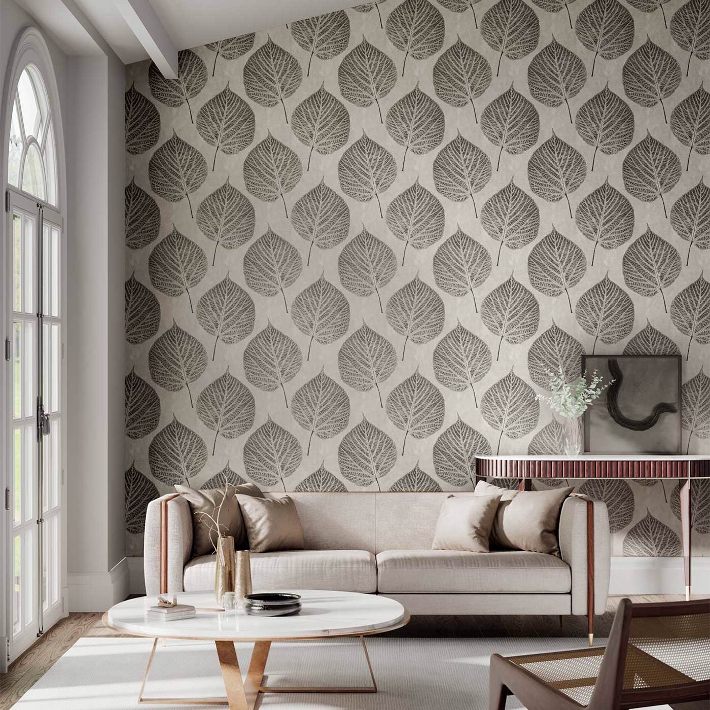 Leaf Slate/Silver Wallpaper | Harlequin by Sanderson Design