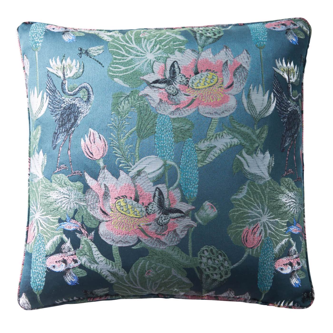 Waterlily Teal Cushions by CNC
