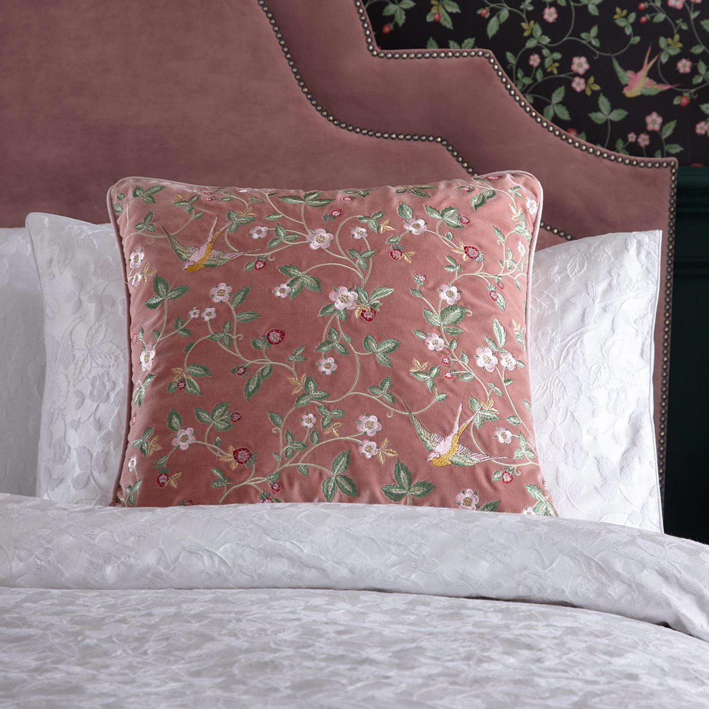 Wild Strawberry Cushion Blush Bedding by CNC