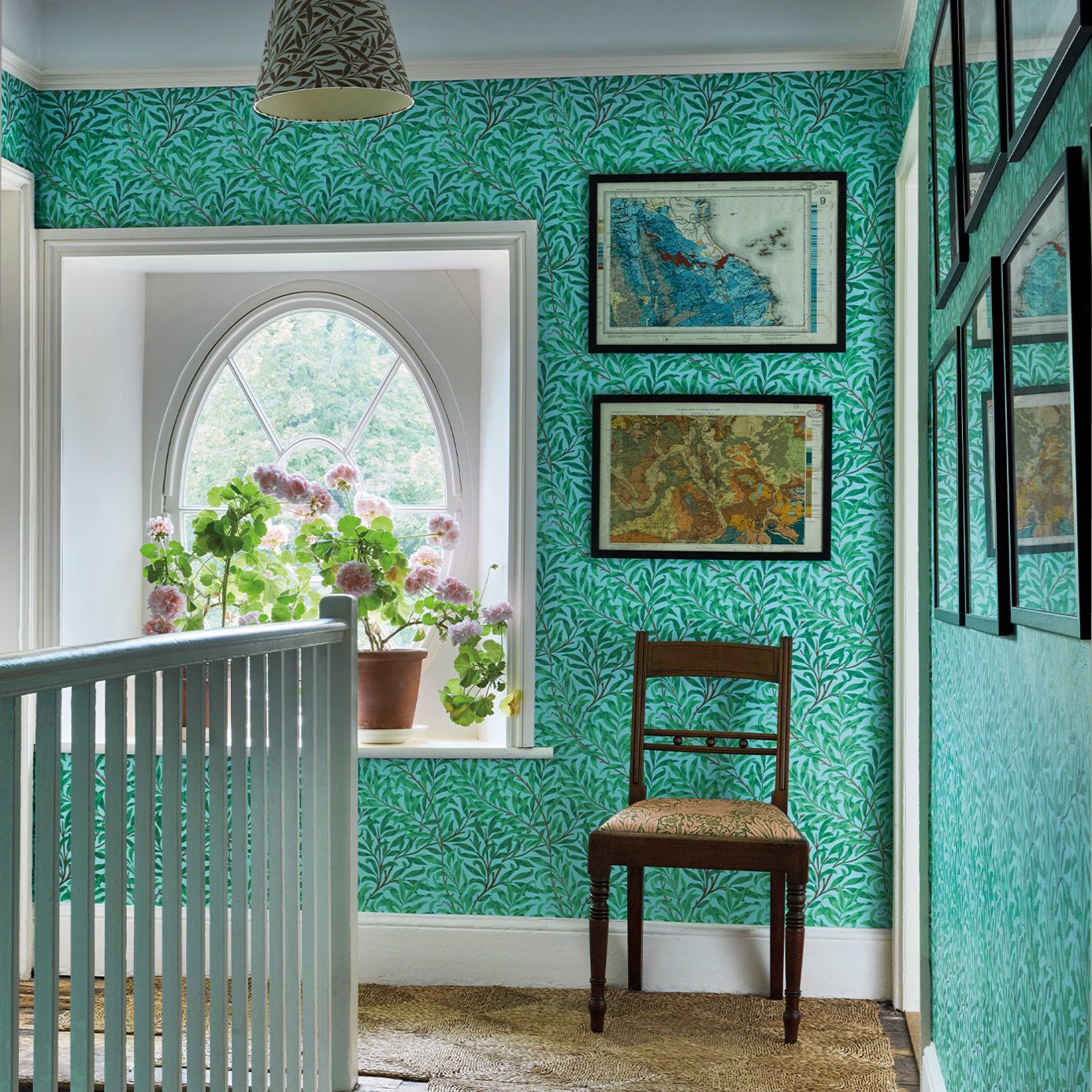 Willow Boughs Olive/Turquoise Wallpaper by MOR