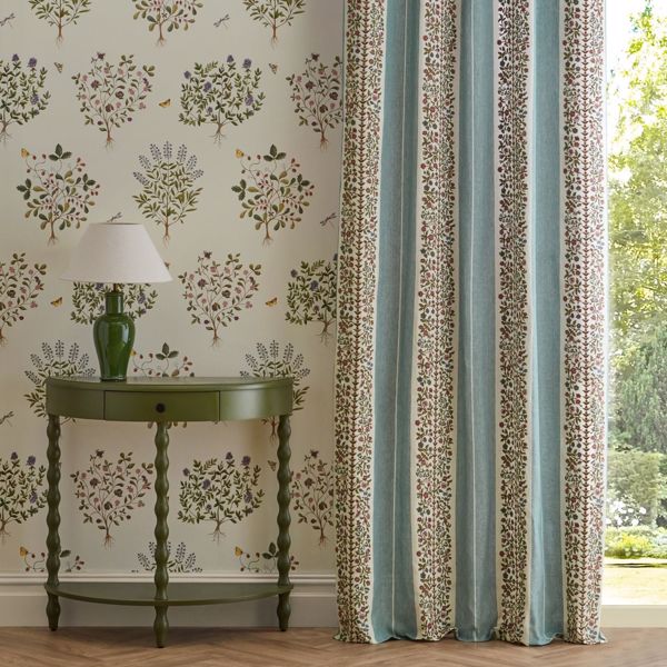 Pergola Embroidery Mineral Blue Fabric by Sanderson
