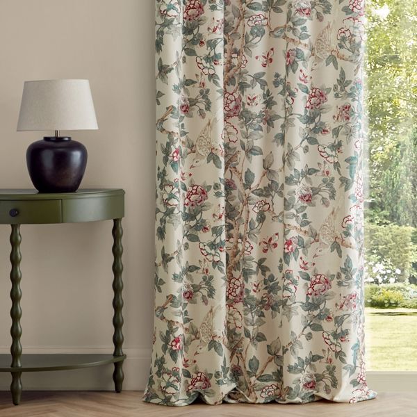 Caverley Rose/Pewter Fabric by Sanderson
