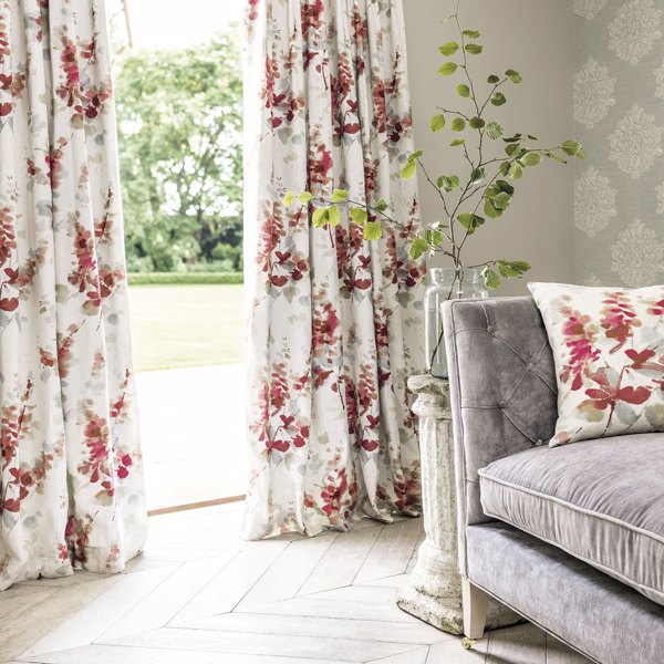 Delphiniums Charcoal Fabric by Sanderson