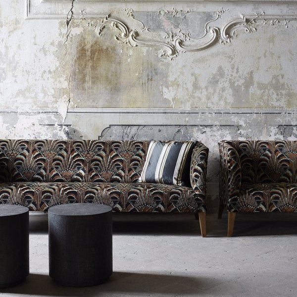 Conway Platinum/Noir Fabric by Zoffany