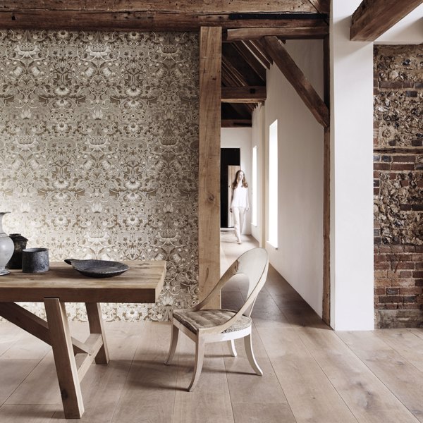 Pure Lodden Charcoal/Gold Wallpaper by Morris & Co