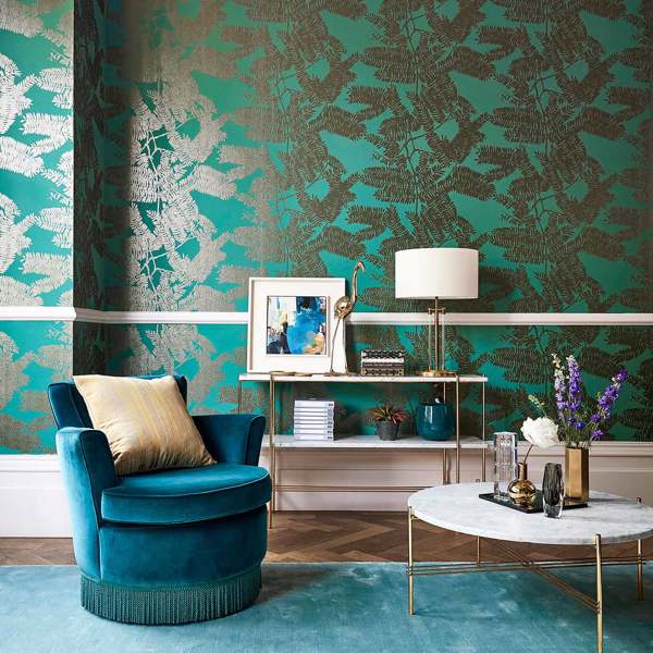 Extravagance Emerald Wallpaper by Harlequin