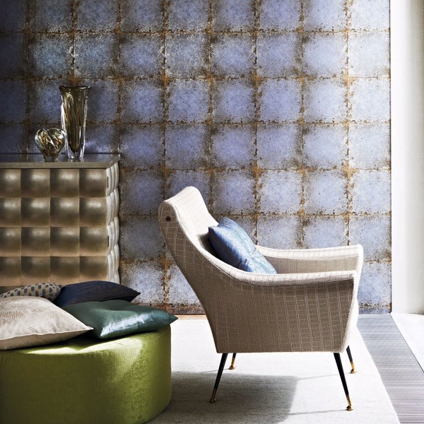 Lustre Tile Pewter Wallpaper by Zoffany