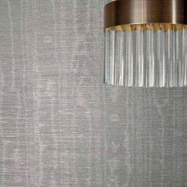 Watered Silk Silk Silver Wallpaper by Zoffany