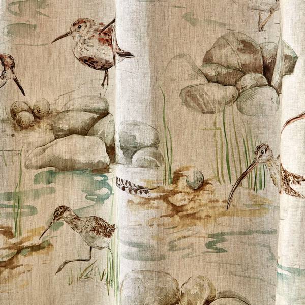 Estuary Birds Mist/Ivory Fabric by Sanderson