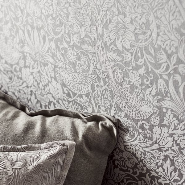 Pure Strawberry Thief Taupe/Gilver Wallpaper by Morris & Co