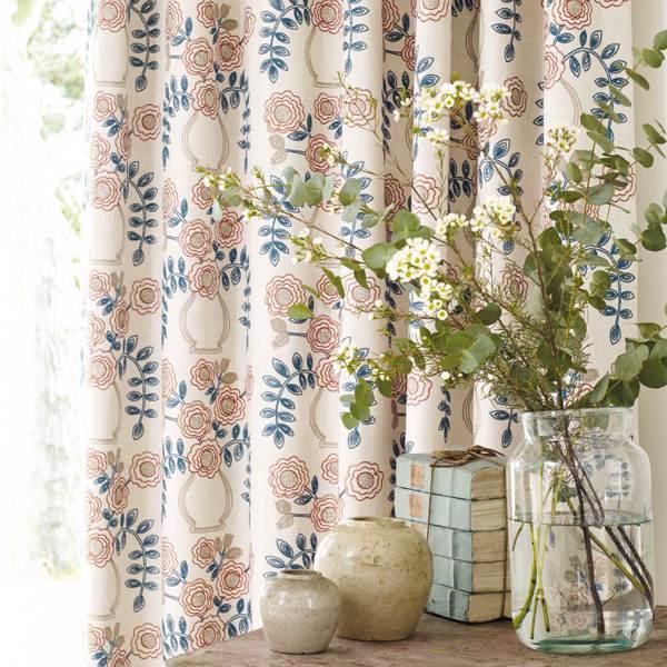 Flower Pot Indigo Fabric by Sanderson