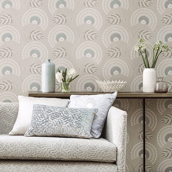 Louella Linen/Silver Wallpaper by Harlequin