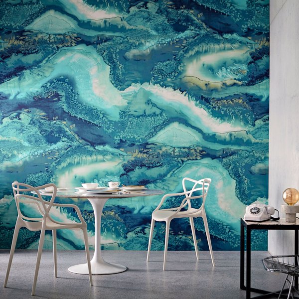 Anthology Obsidian Panel B Azurite Wallpaper by Harlequin