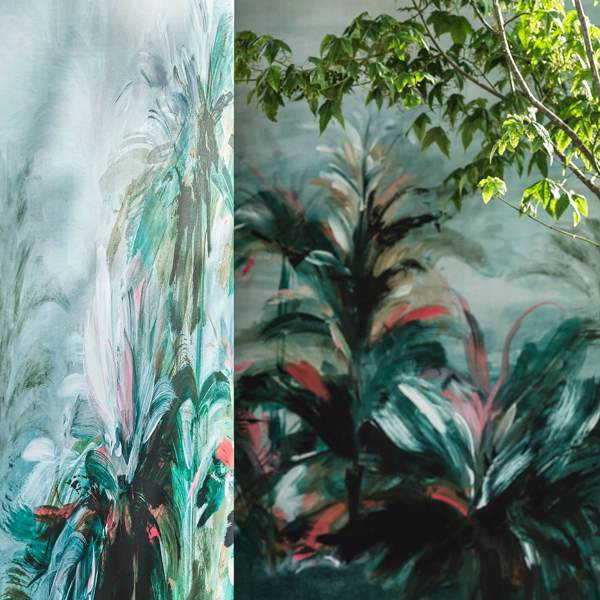Alberi Teal/Fuchsia Banner Wallpaper by Clarke & Clarke