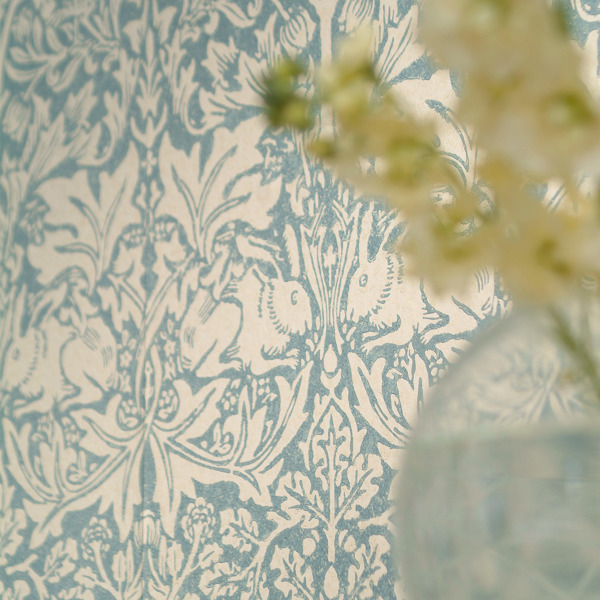 Brer Rabbit Indigo/Vellum Wallpaper by Morris & Co