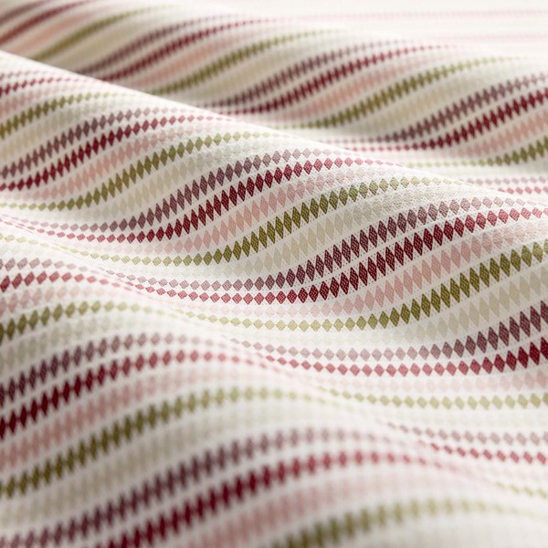 Grove Stripe Raspberry/Plum/Olive Fabric by Clarke & Clarke