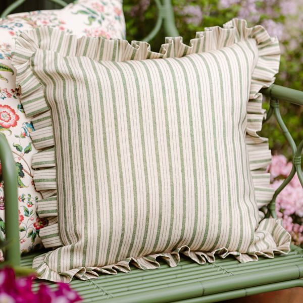 Tetbury Stripe Outdoor Fern Fabric by Sanderson
