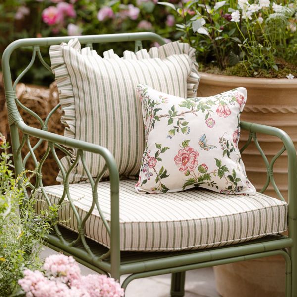 Tetbury Stripe Outdoor Fern Fabric by Sanderson