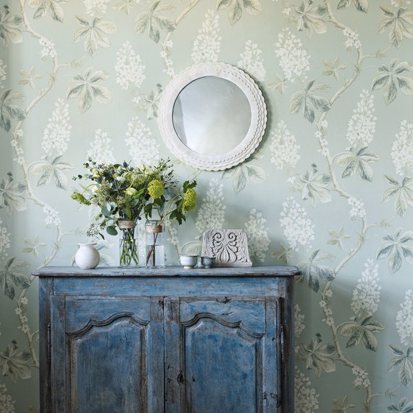 Chestnut Tree Grey Blue/Sage Wallpaper by Sanderson