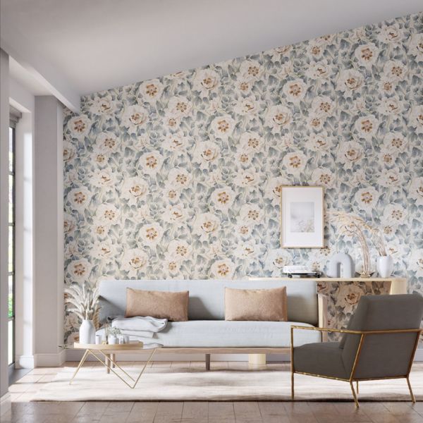 Florent Sailcloth/Celestial/Clay Wallpaper by Harlequin