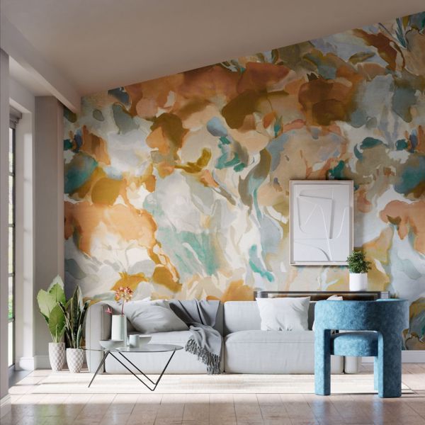 Foresta Baked Terracotta/Cerulean Wallpaper by Harlequin