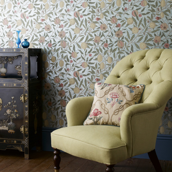 Fruit Beige/Gold/Coral Wallpaper by Morris & Co