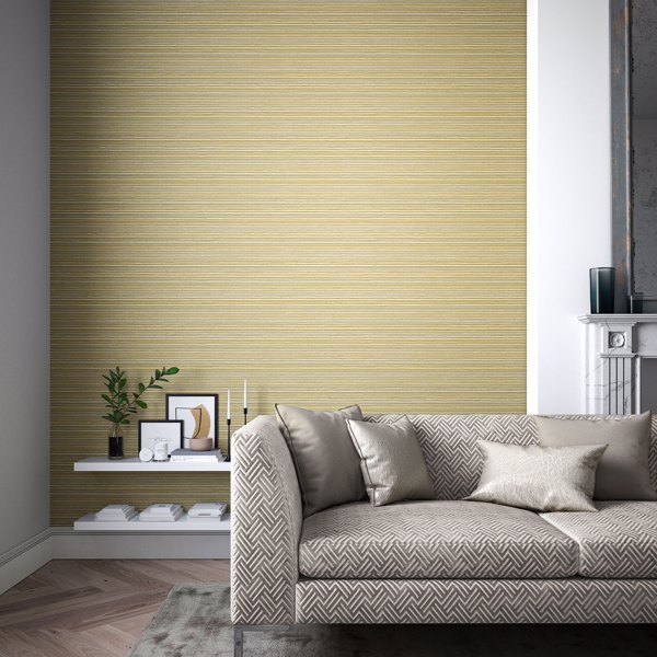 Gradiate Wide Width Gold/Slate Wallpaper by Harlequin