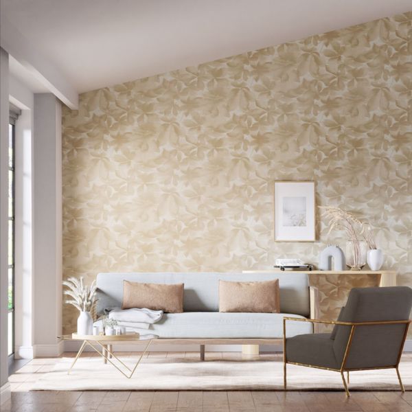 Grounded Golden Light/Parchment Wallpaper by Harlequin